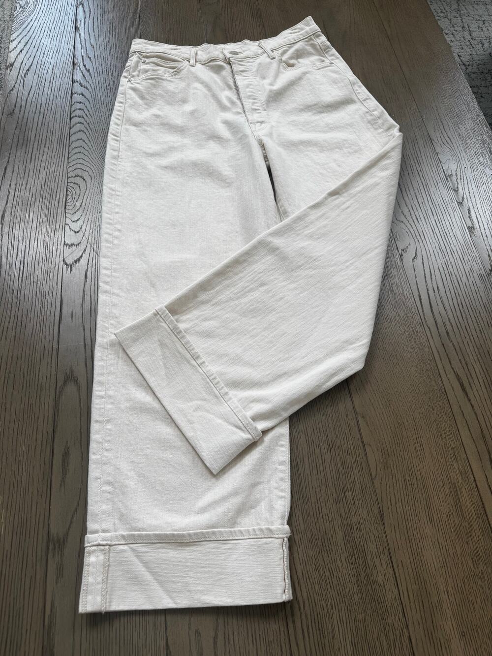 MOTHER The Spitfire Ankle Cuff Jeans White Size 28 High Rise